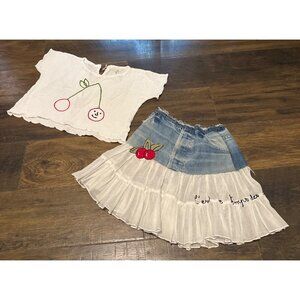Capuccino Made In France 2 PC Denim Skirt & Top Girls 4-6